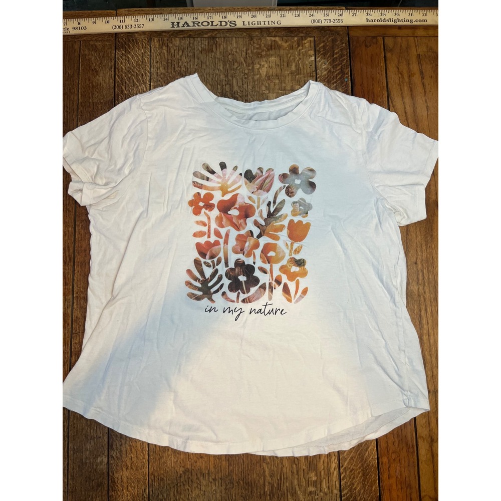 100% cotton floral fall color autumn t-shirt Old Navy size L